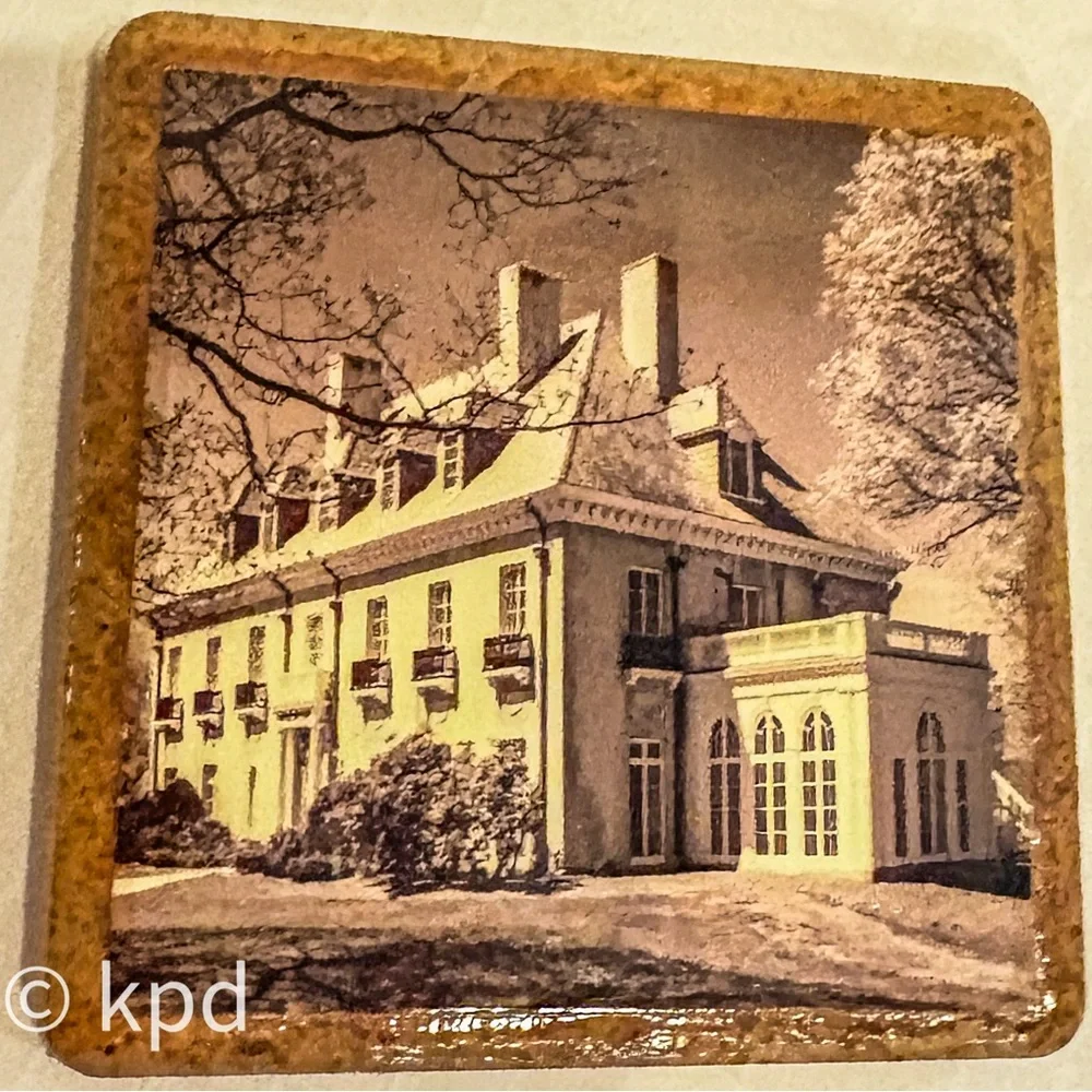 Fleur-de-Stone Marble Coaster – Historic Mansion Estate – Cork Backed Stone Tile